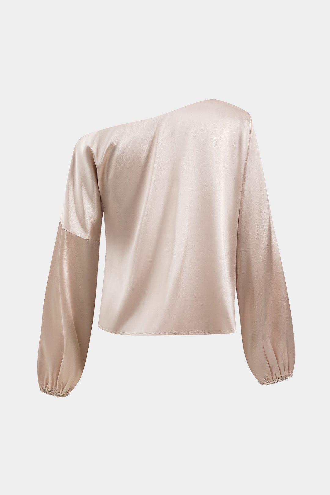 Reva | Satin Blouse | One-Shoulder, Balloon Sleeve | Champagne