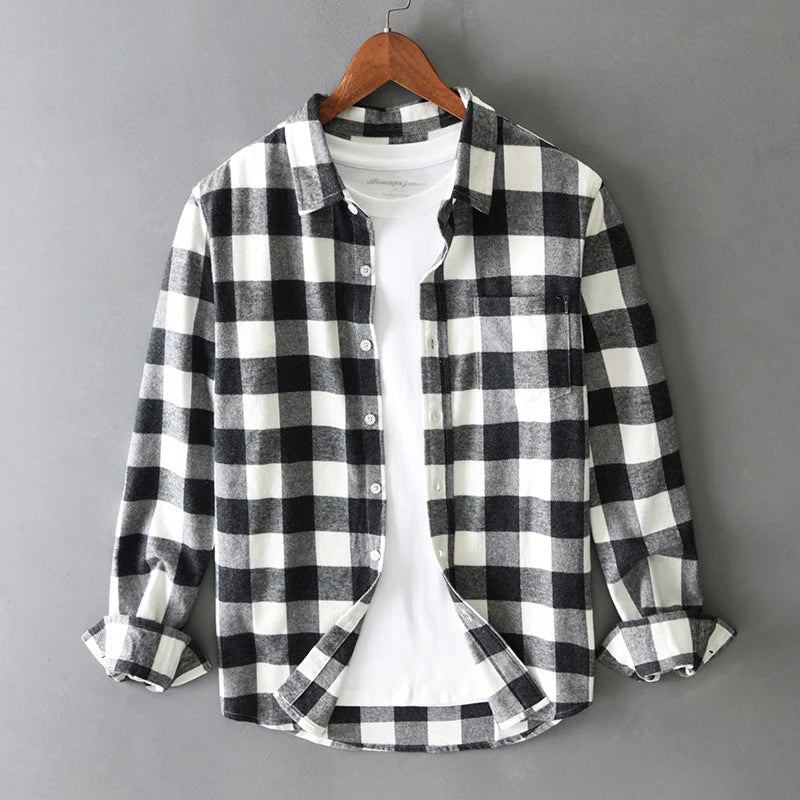 Giselle | Plaid Shirt | Brushed Cotton Check, Button-Down | Men's