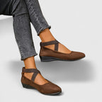 Orthopedic Flats Women Ballet Style Crossed Strap Comfort Shoes