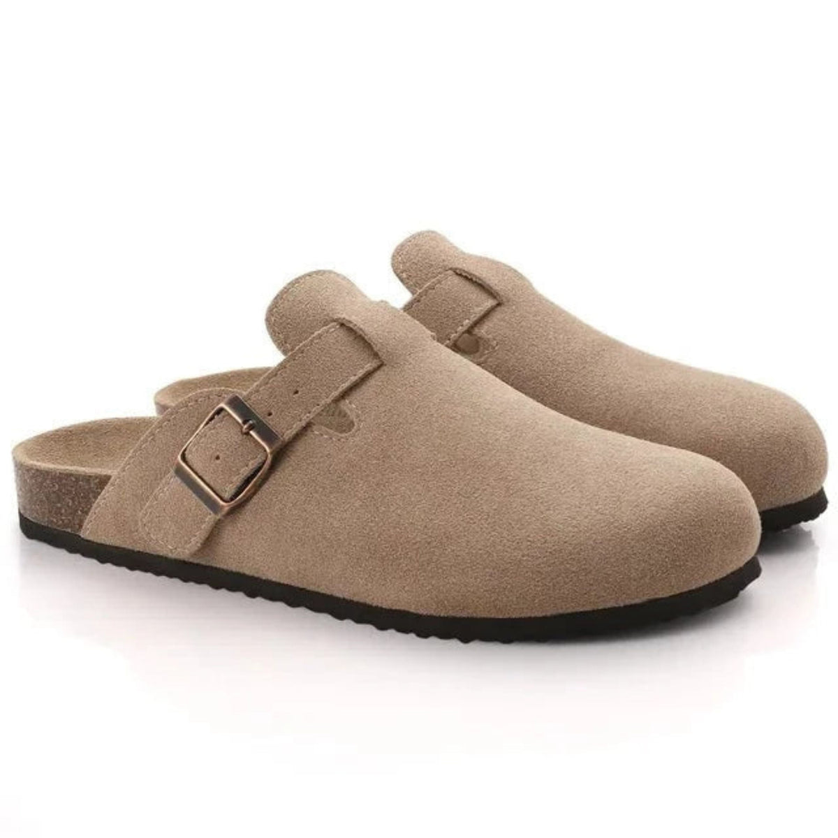 Iris | Men's Suede Clogs | Slip-On Loafers | Buckle Detail, Orthopedic