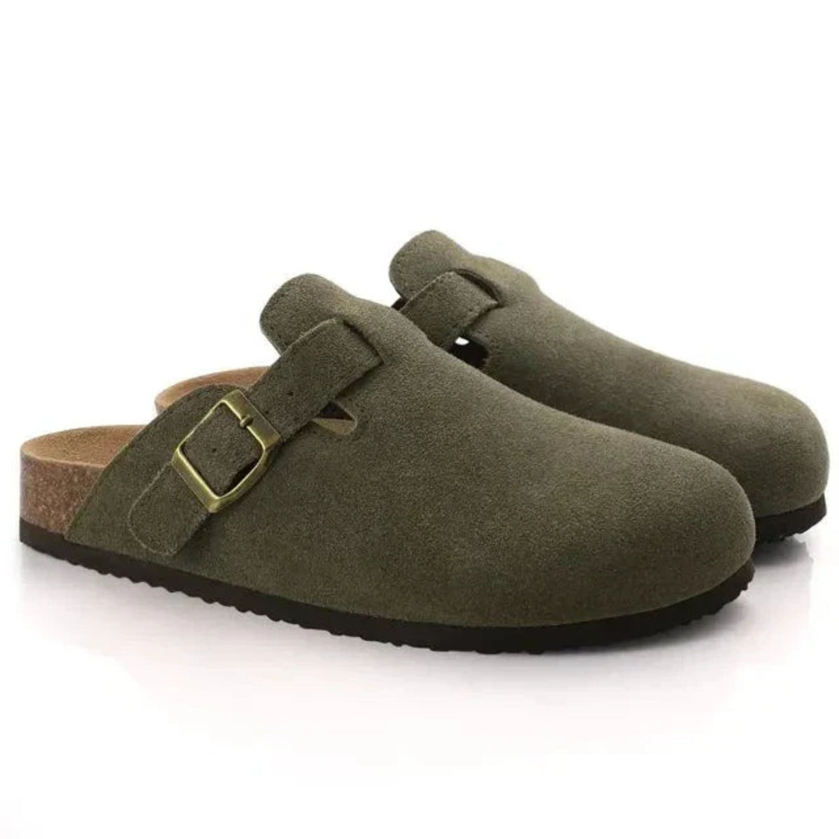Iris | Men's Suede Clogs | Slip-On Loafers | Buckle Detail, Orthopedic
