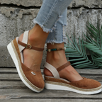 Xena | Espadrille Wedge Sandals | Closed Toe, Slingback Buckle | Women