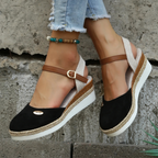 Xena | Espadrille Wedge Sandals | Closed Toe, Slingback Buckle | Women