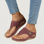 Women's Wedge Thong Sandals with Adjustable Buckle