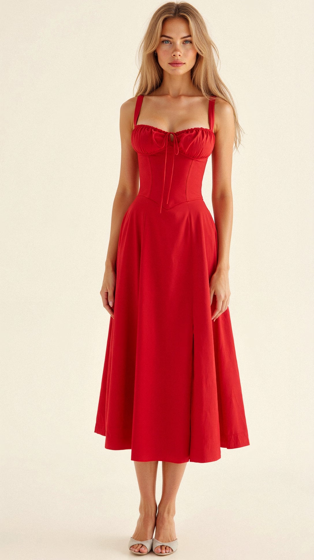 Vera | Women's Floral Midi Dress | Corset, Side Slit