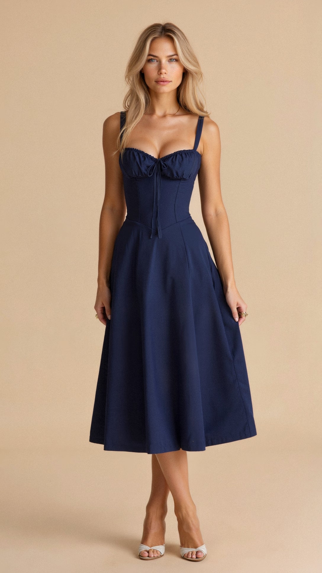 Vera | Women's Floral Midi Dress | Corset, Side Slit