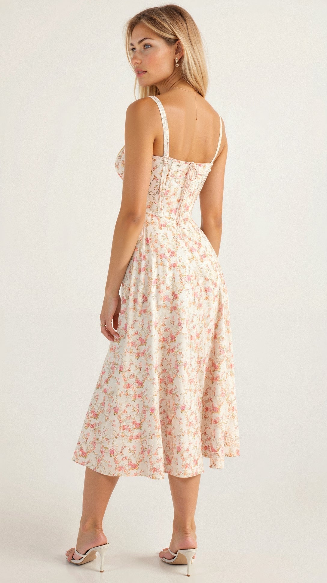 Vera | Women's Floral Midi Dress | Corset, Side Slit