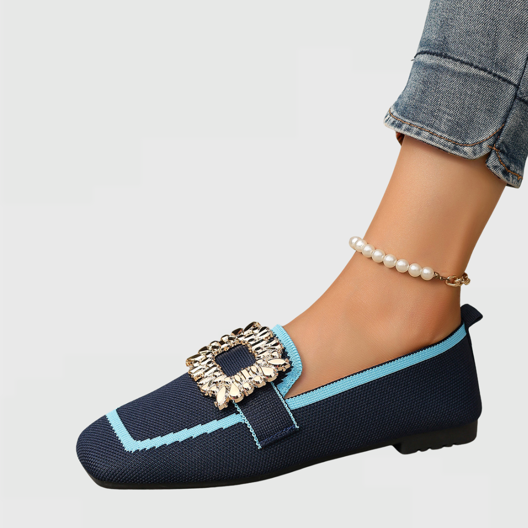 Aria | Women Loafers Square Toe Decorative Strap Slip On