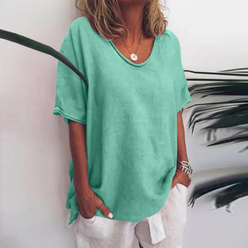 Cosima | Women's Oversized T-Shirt | Loose Fit, V-Neck | Cotton Summer Top