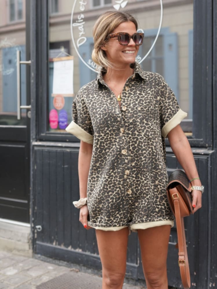 Cosima | Women's Jumpsuit | Leopard Print, Summer Romper | Loose Fit