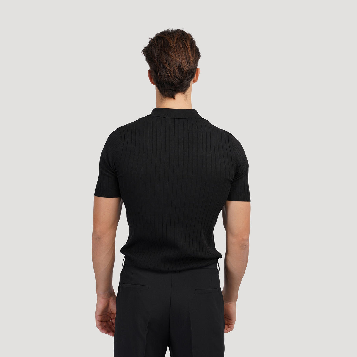 Liora | Men's Polo Shirt | Knitted Cotton, Ribbed Collar | Green, Black, Brown