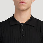 Liora | Men's Polo Shirt | Knitted Cotton, Ribbed Collar | Green, Black, Brown