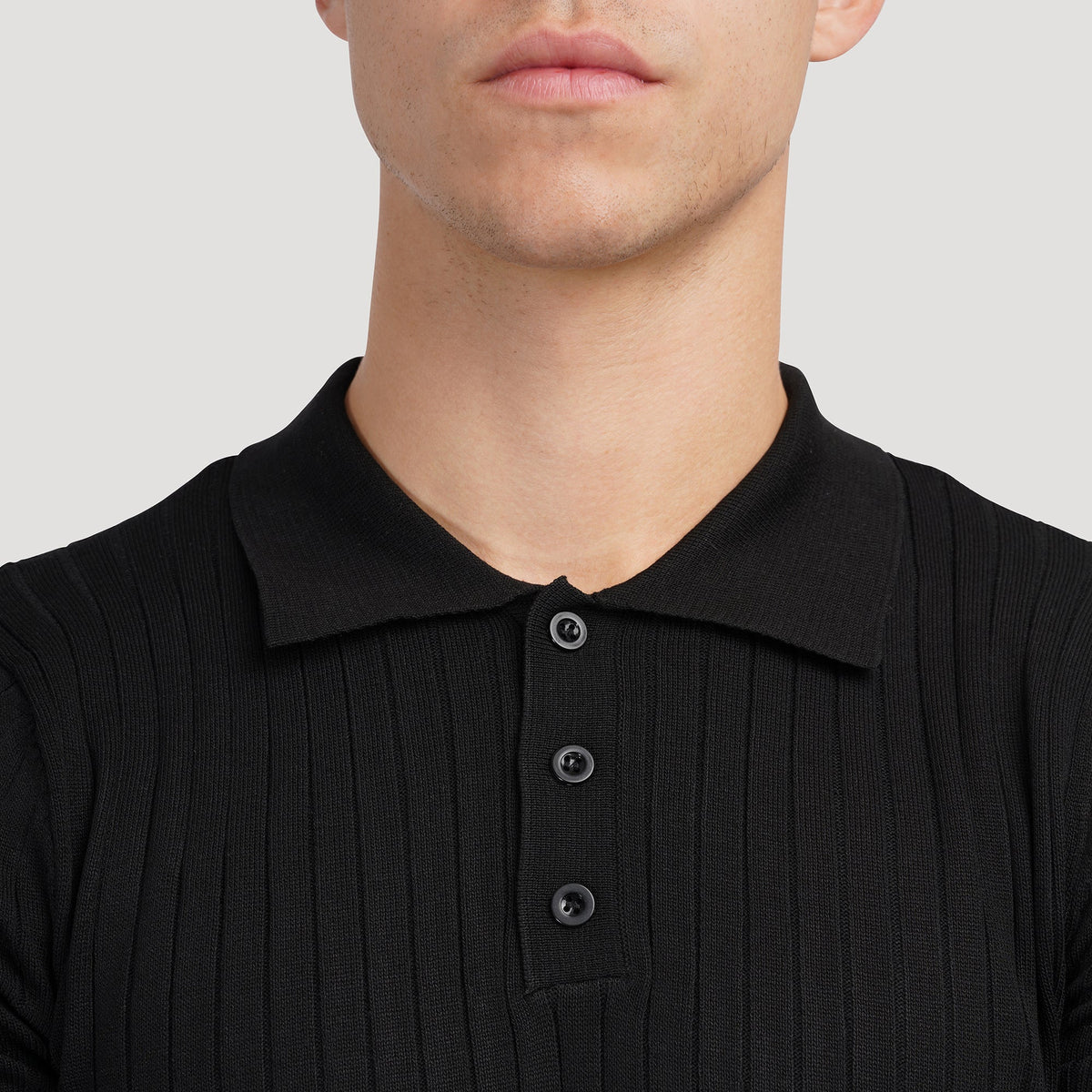 Liora | Men's Polo Shirt | Knitted Cotton, Ribbed Collar | Green, Black, Brown