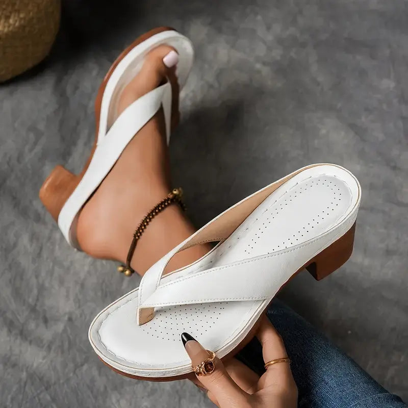 Romy | Block Heel Flip Flops | Women's Toe-Post Sandals | Lightweight
