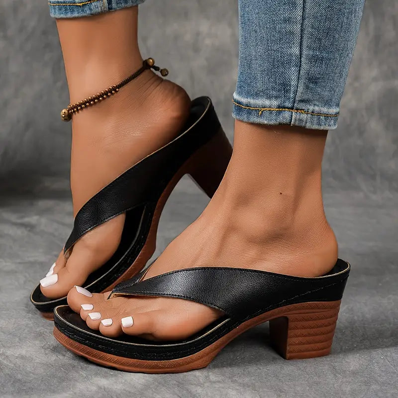 Romy | Block Heel Flip Flops | Women's Toe-Post Sandals | Lightweight