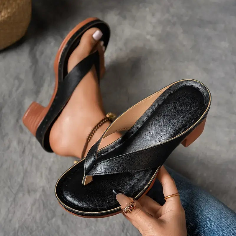 Romy | Block Heel Flip Flops | Women's Toe-Post Sandals | Lightweight