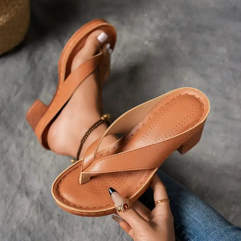 Romy | Block Heel Flip Flops | Women's Toe-Post Sandals | Lightweight