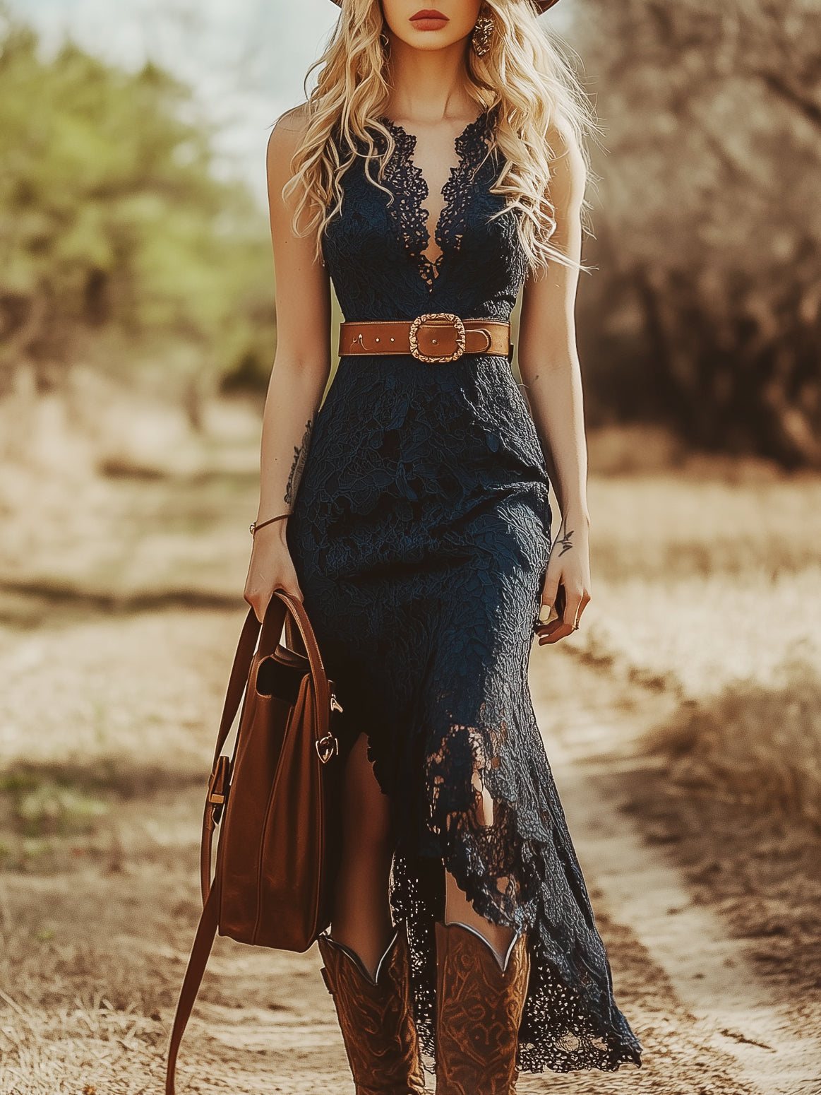 Midi Dress Lace V-Neck Sleeveless | Delphine