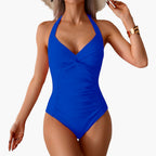 One Piece Swimsuit Women Halterneck Twist Front | Bexcellent