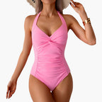 One Piece Swimsuit Women Halterneck Twist Front | Bexcellent