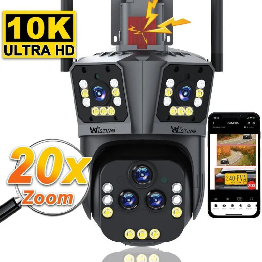 WiFi Security Camera | 10K 20MP, 20x Optical Zoom, 5 Lenses | Della