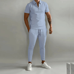 Men's Lounge Set Zip | Comfortable Two-Piece Shirt