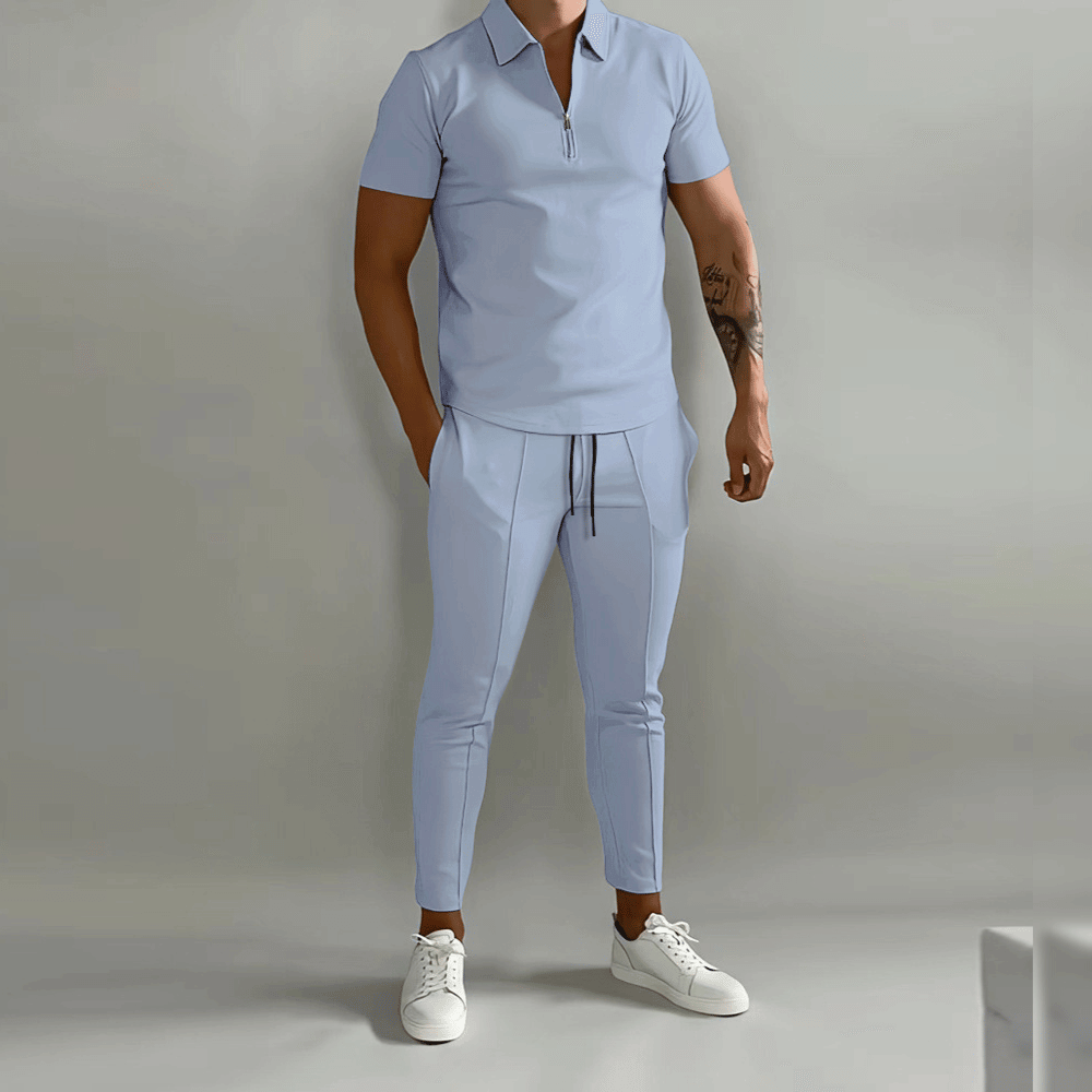 Men 2 Piece Zip Up Tracksuit Set relaxed fit coordinated top and trousers