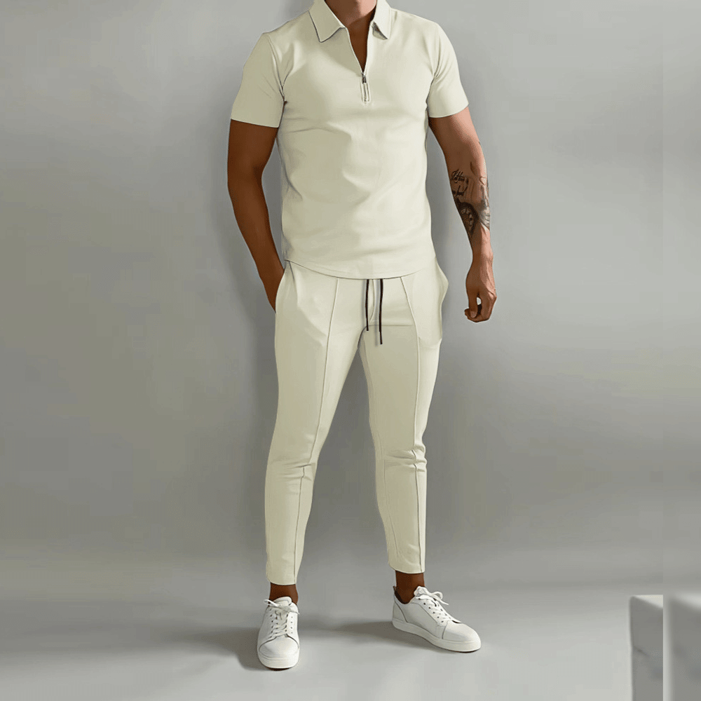 Men 2 Piece Zip Up Tracksuit Set relaxed fit coordinated top and trousers
