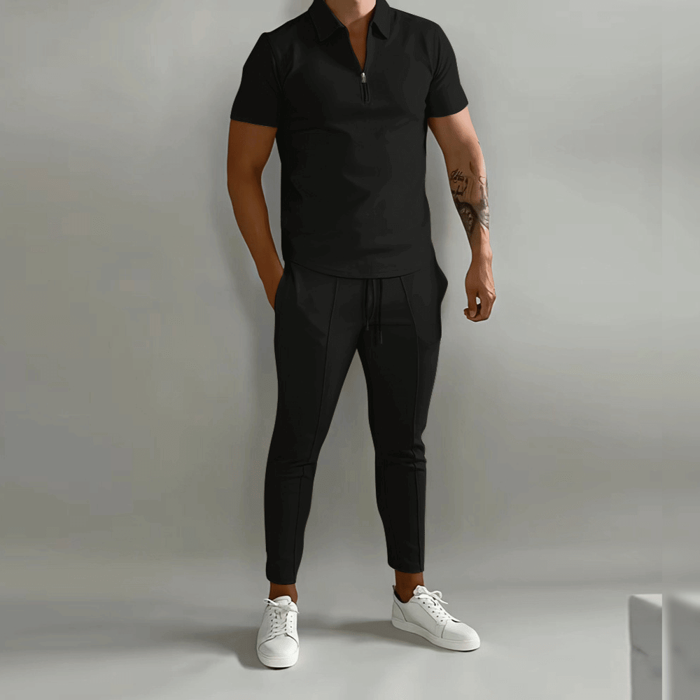 Men 2 Piece Zip Up Tracksuit Set relaxed fit coordinated top and trousers