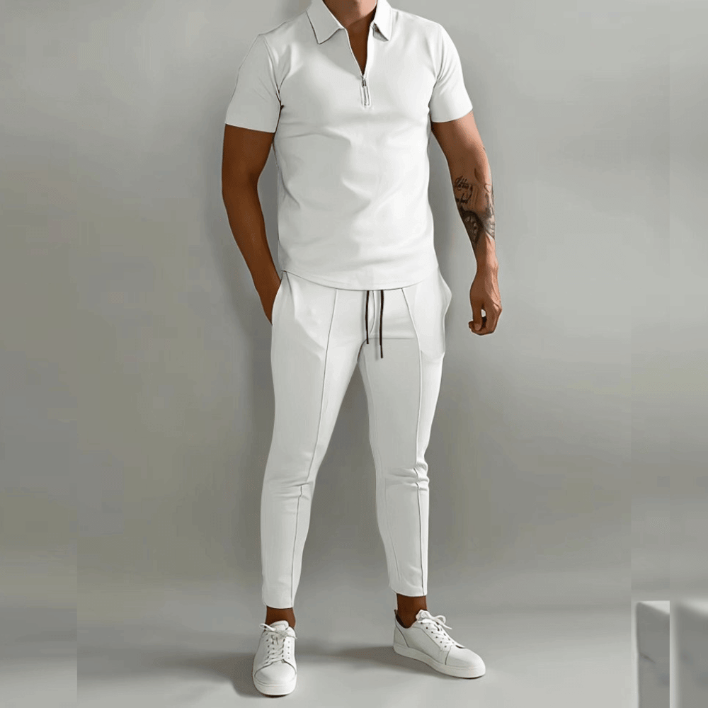 Men 2 Piece Zip Up Tracksuit Set relaxed fit coordinated top and trousers