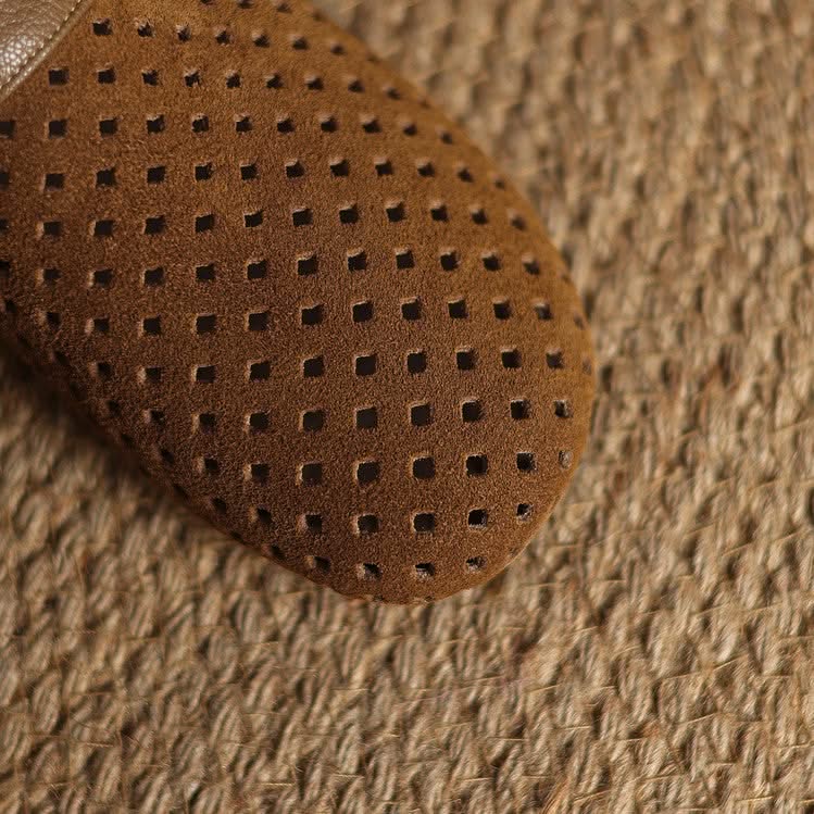 Women Suede Leather Clogs Buckle Strap