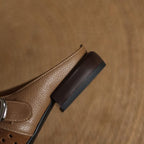 Women Suede Leather Clogs Buckle Strap