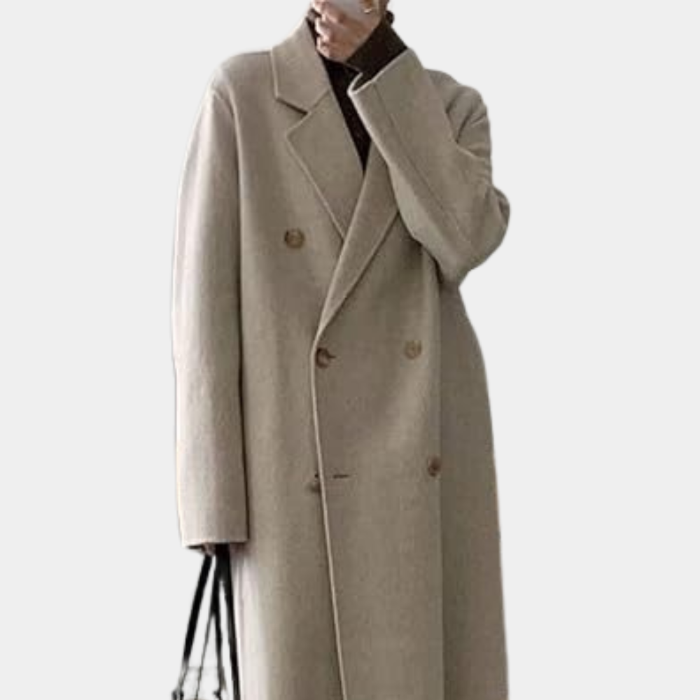 Esma | Women's Long Winter Coat | Double Breasted, Warm Lining | Oversize Fit