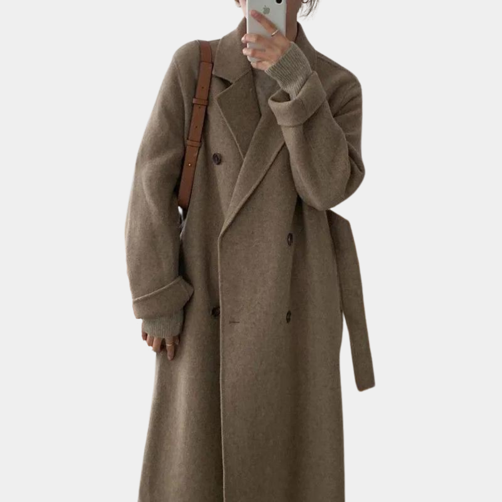 Esma | Women's Long Winter Coat | Double Breasted, Warm Lining | Oversize Fit