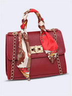 Freya | Women's Handbag | Brown Leather, Gold Clasp, Scarf Handle