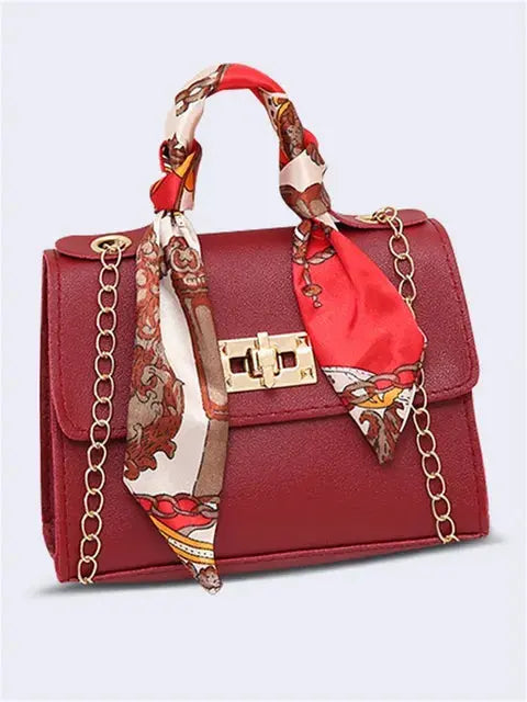 Freya | Women's Handbag | Brown Leather, Gold Clasp, Scarf Handle