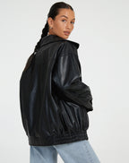 Quinn | Women's Oversized PU Leather Jacket | Faux Leather, Relaxed Fit