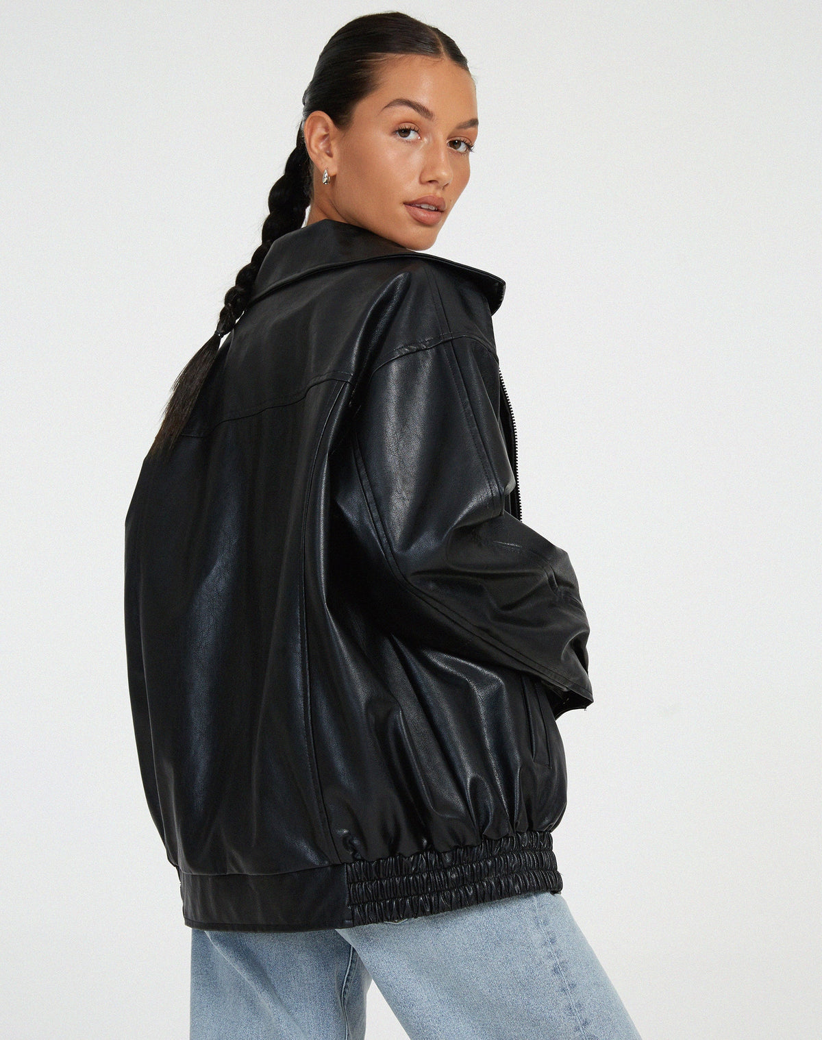 Quinn | Women's Oversized PU Leather Jacket | Faux Leather, Relaxed Fit