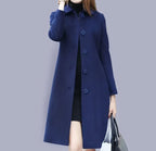 Sage | Women's Coat | Long Classic, Chic Collar & Button Closure | Elegant Fit