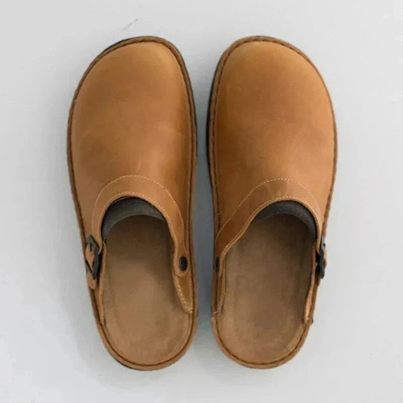 Women's Leather Clogs Slip On Supportive Thick Sole Orthopedic Comfort