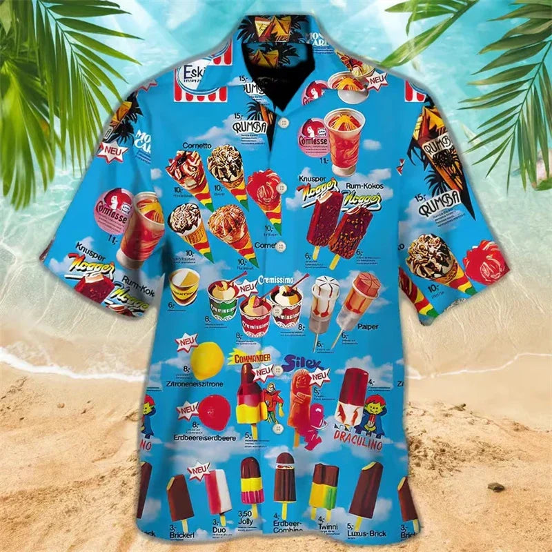 Birdie | Men's Polo Shirt | Ice Cream Print, Short Sleeve | Casual