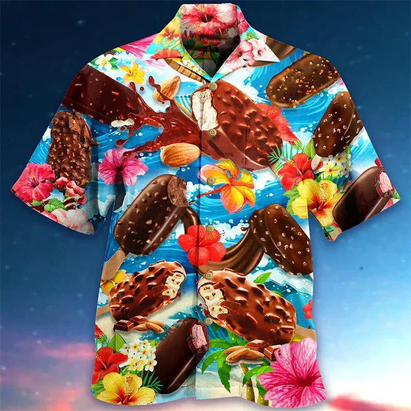 Birdie | Men's Polo Shirt | Ice Cream Print, Short Sleeve | Casual