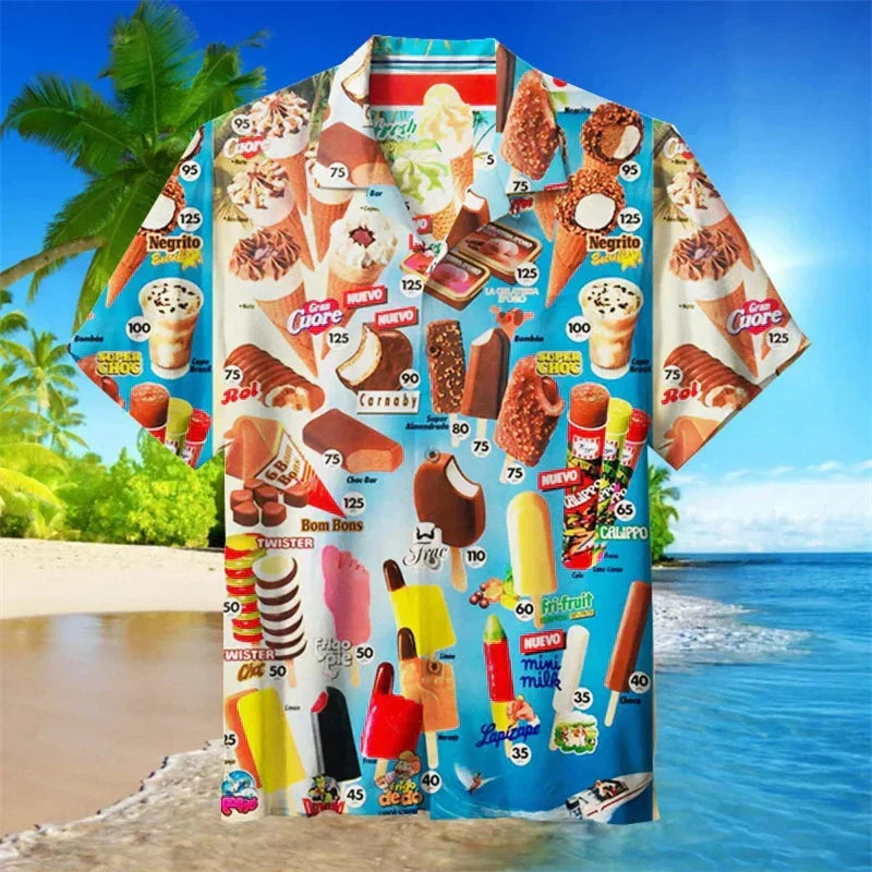 Birdie | Men's Polo Shirt | Ice Cream Print, Short Sleeve | Casual