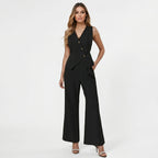 Women 2 Piece Sleeveless Vest Wide Leg Trousers Set