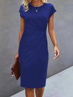 Mira | Women's Midi Dress | Round Neck, Fitted, Office & Evening