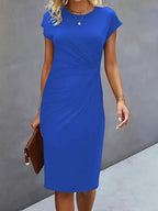 Mira | Women's Midi Dress | Round Neck, Fitted, Office & Evening