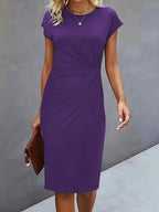 Mira | Women's Midi Dress | Round Neck, Fitted, Office & Evening