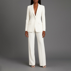 Women 2 Piece Suit Tailored Blazer Straight Leg Trousers