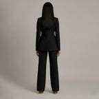Women 2 Piece Suit Tailored Blazer Straight Leg Trousers