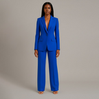 Women 2 Piece Suit Tailored Blazer Straight Leg Trousers